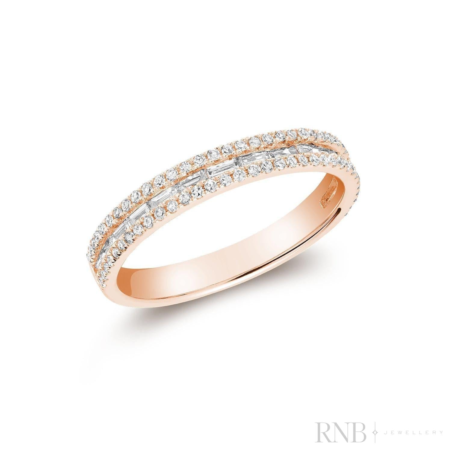 Semi Eternity Baguette & Round Diamond Ring-RNB Jewellery