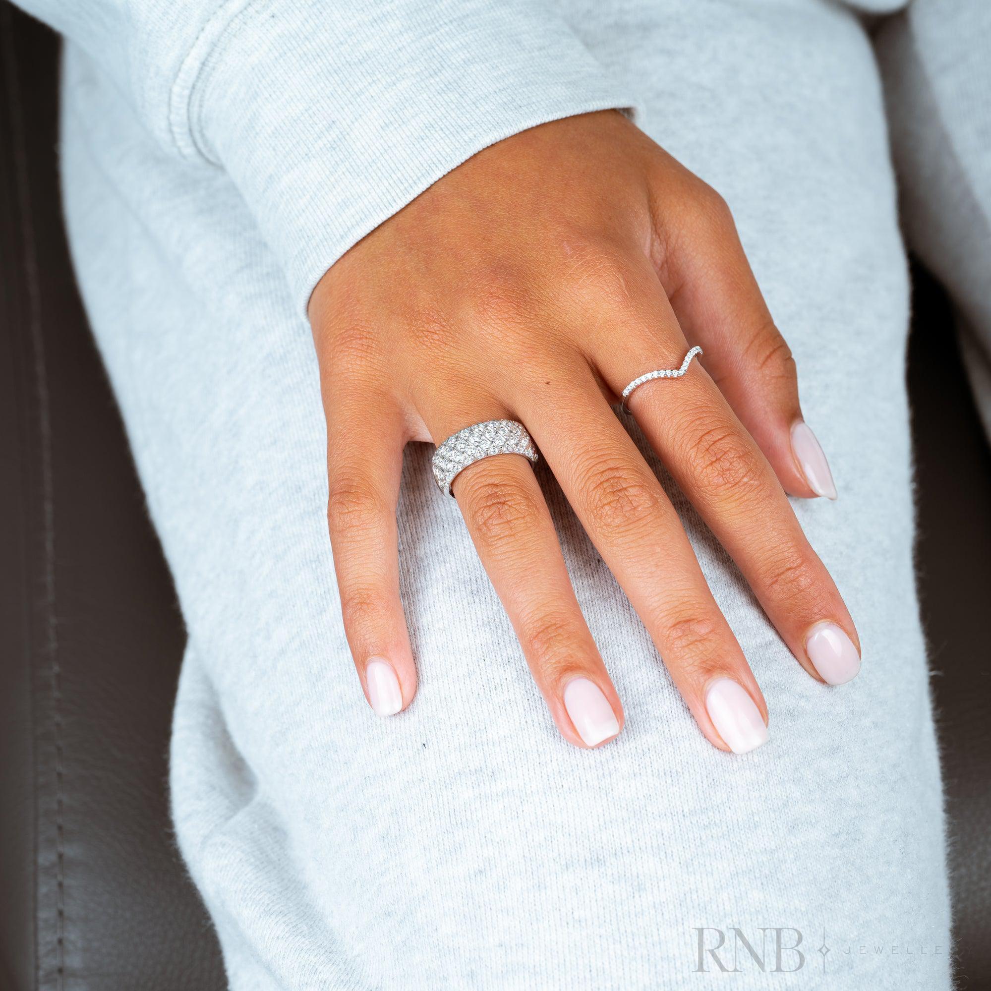 V Shape Semi Eternity Diamond Ring-RNB Jewellery