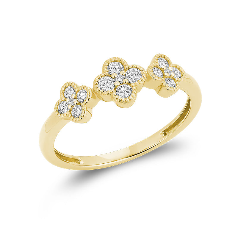 Triple Clover Miligrain Diamond Ring