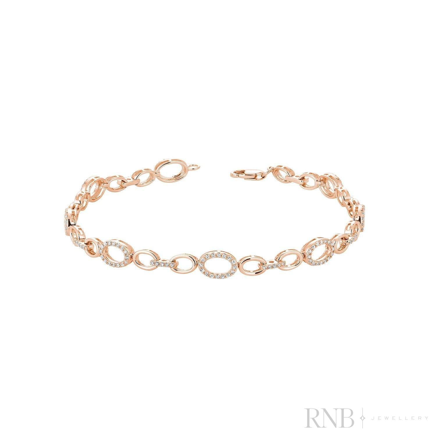 Oval Shape Diamond Halo Bracelet-RNB Jewellery