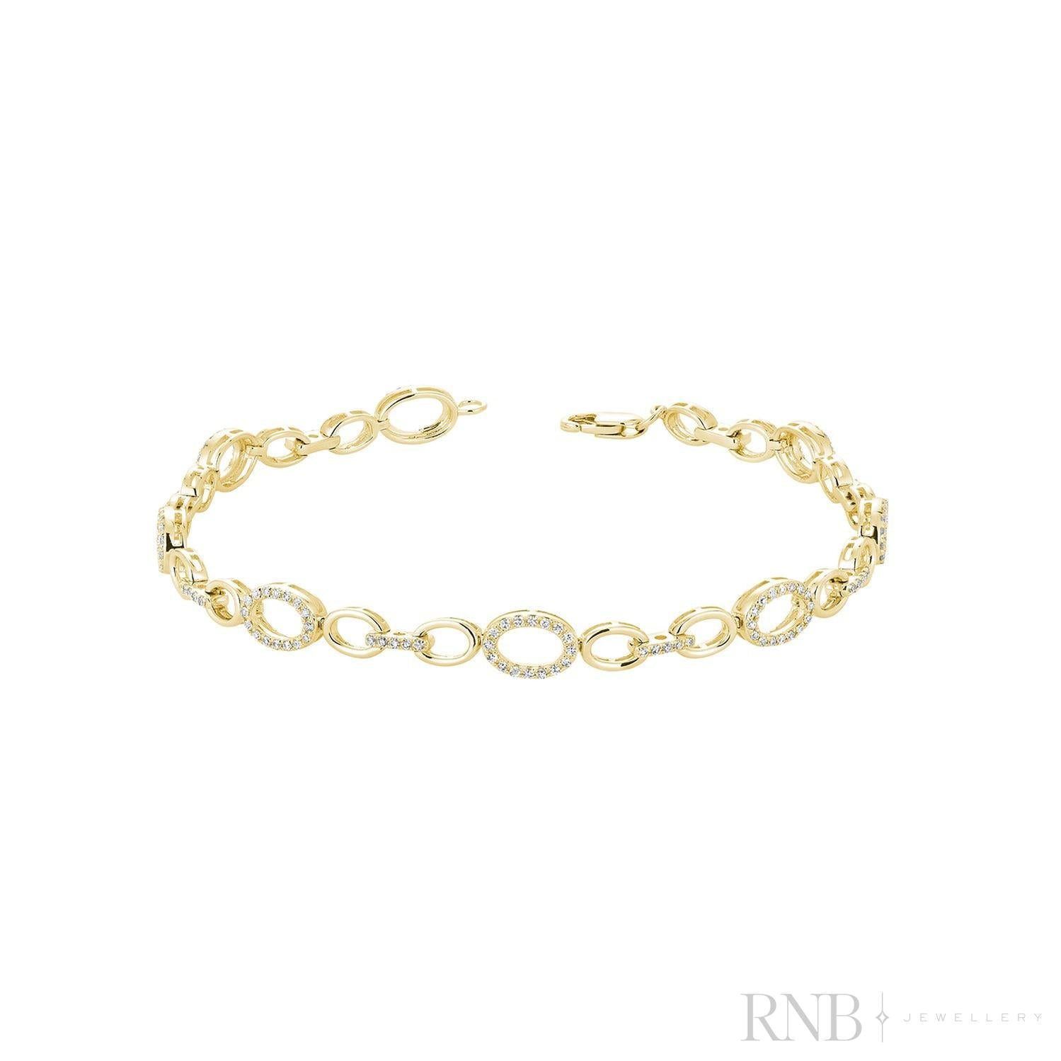 Oval Shape Diamond Halo Bracelet-RNB Jewellery