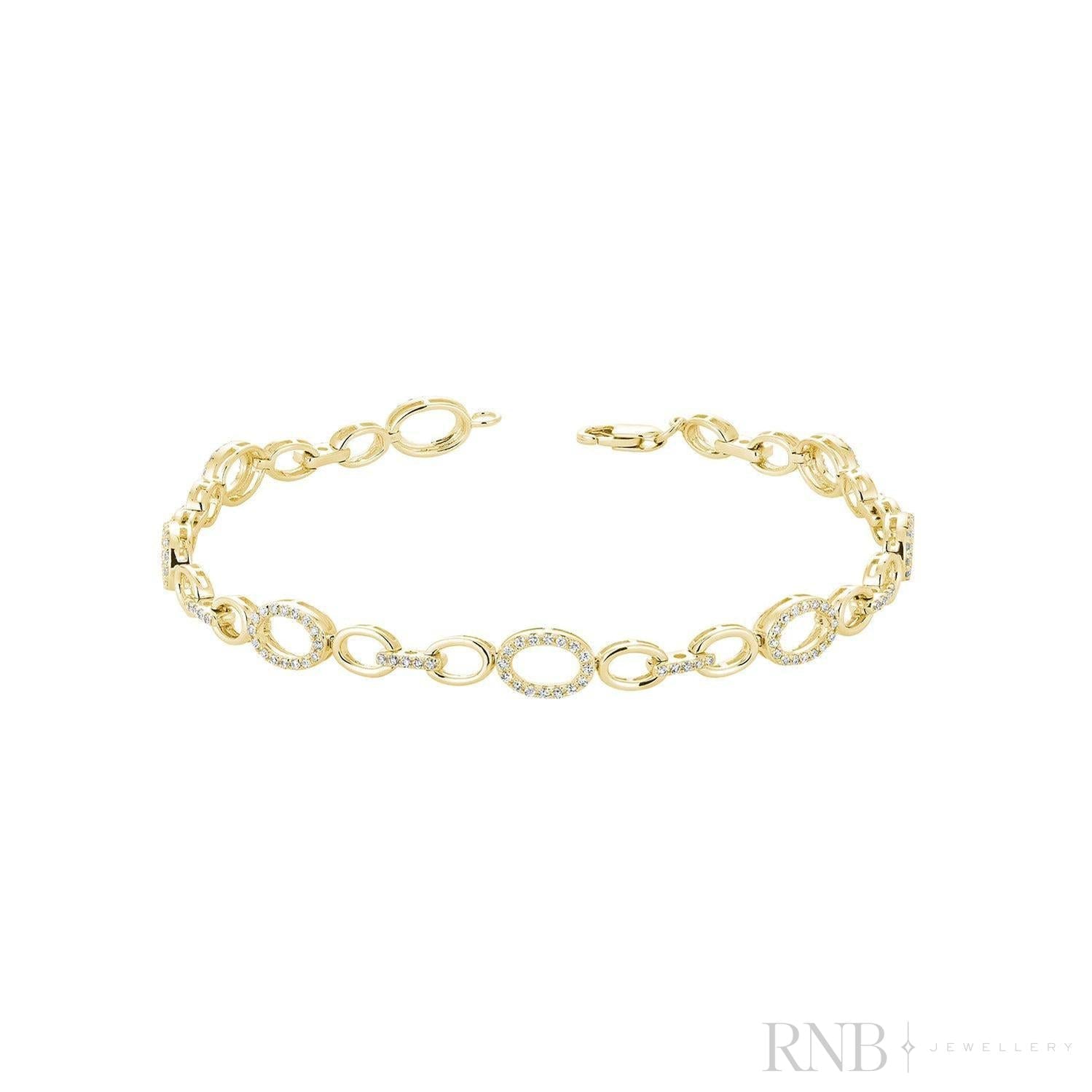 Oval Shape Diamond Halo Bracelet-RNB Jewellery