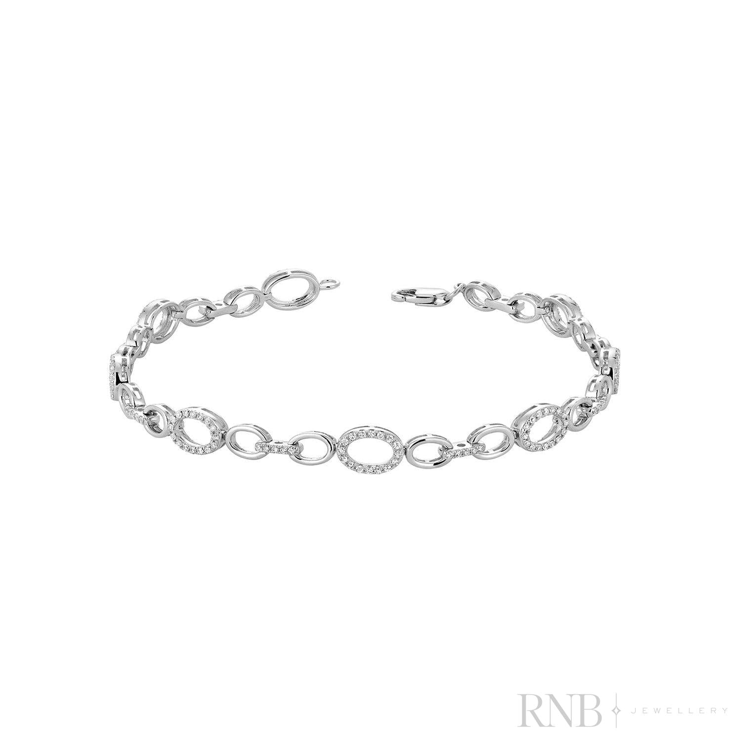 Oval Shape Diamond Halo Bracelet-RNB Jewellery