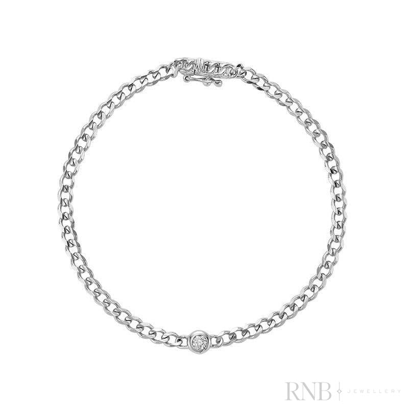 Cuban Link Bracelet with Center Diamond-RNB Jewellery