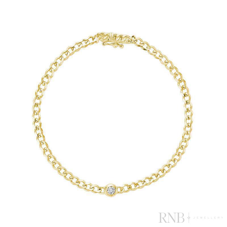 Cuban Link Bracelet with Center Diamond-RNB Jewellery