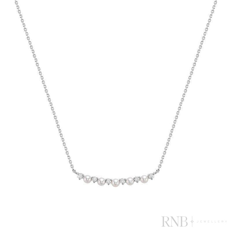 Cultured Pearl & Diamond Bar Necklace-RNB Jewellery