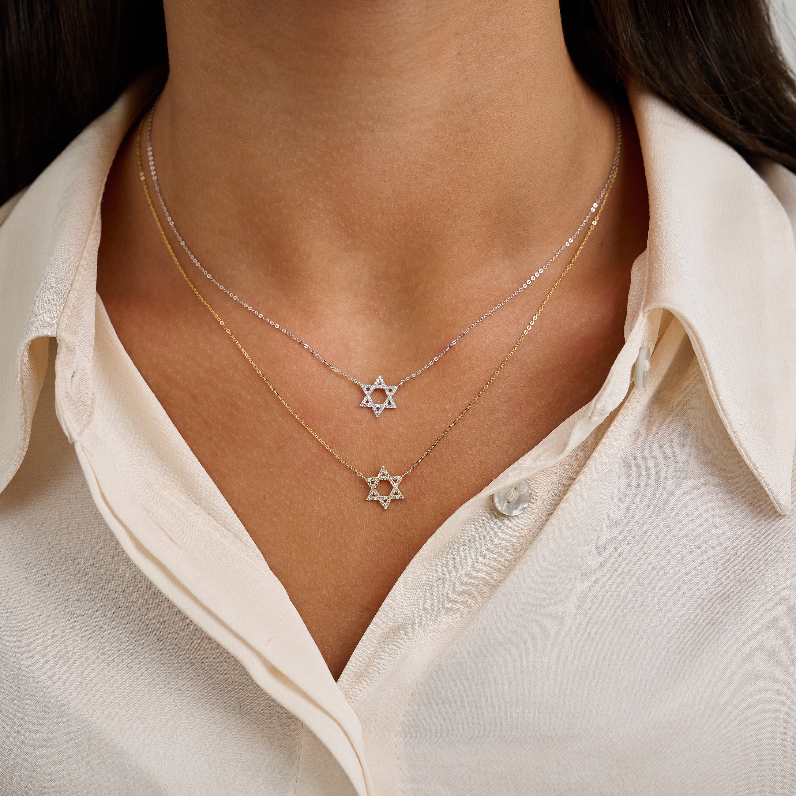 Star Of David Diamond Necklace