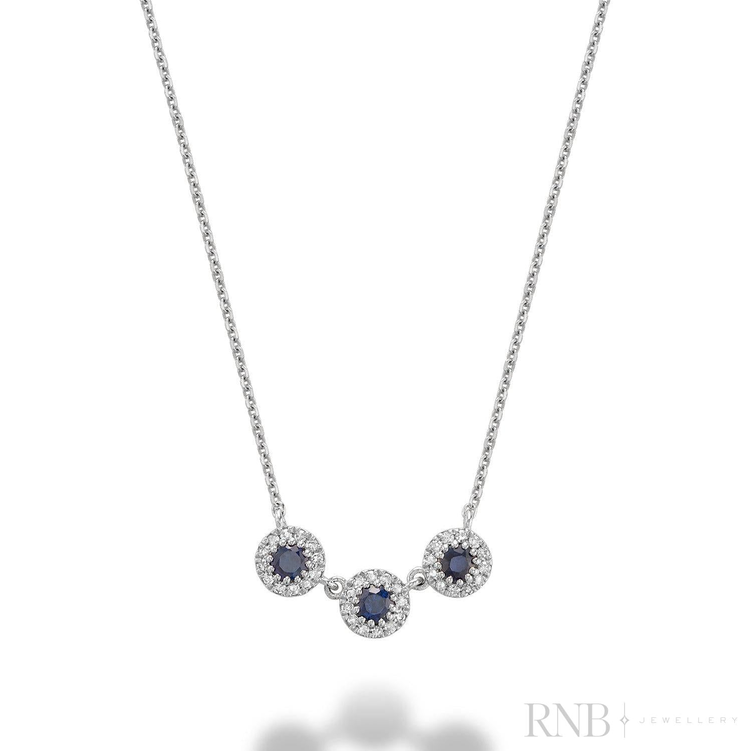 Martini Cup Halo Diamond & Precious Stone Necklace-RNB Jewellery