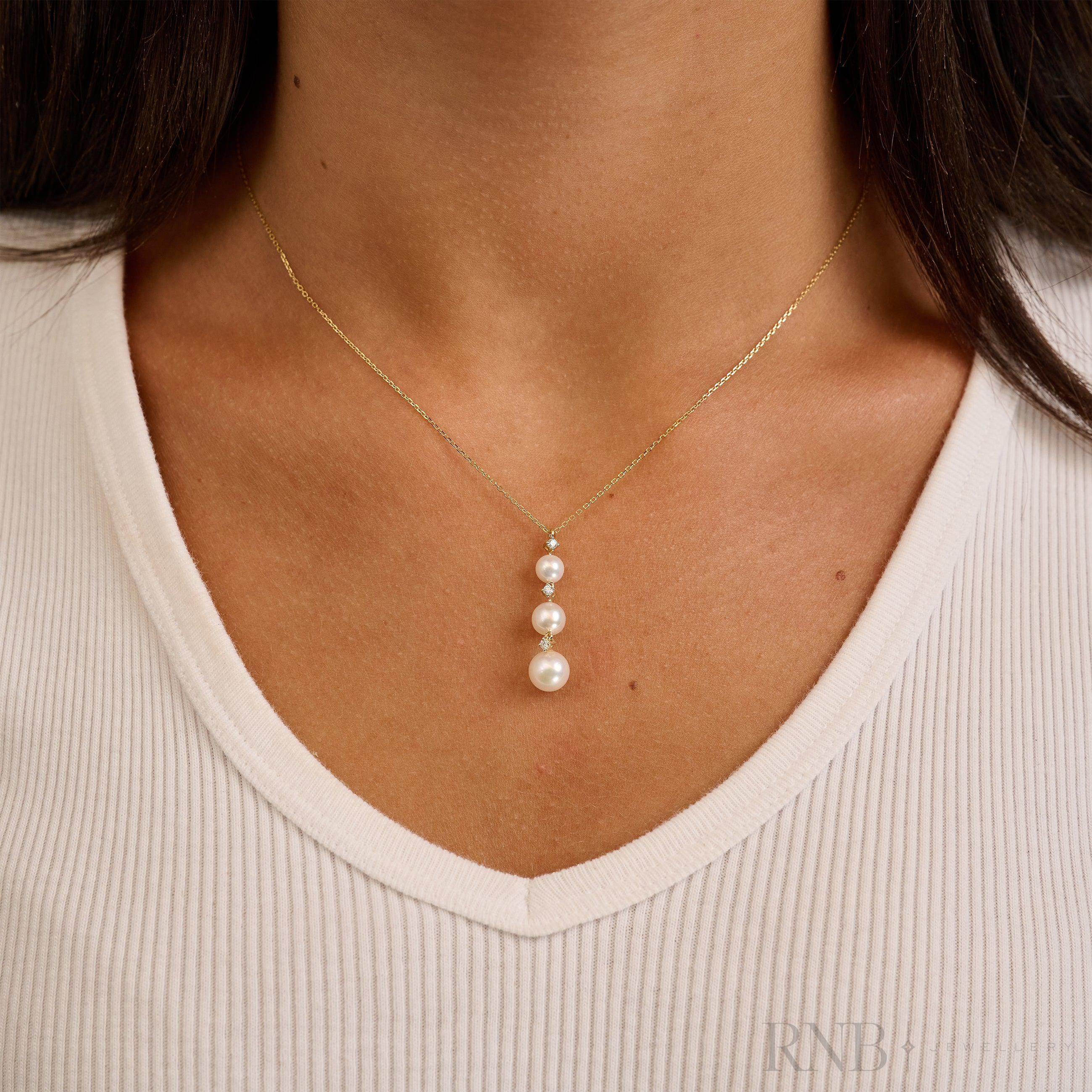 Pearl and Diamond Necklace-RNB Jewellery