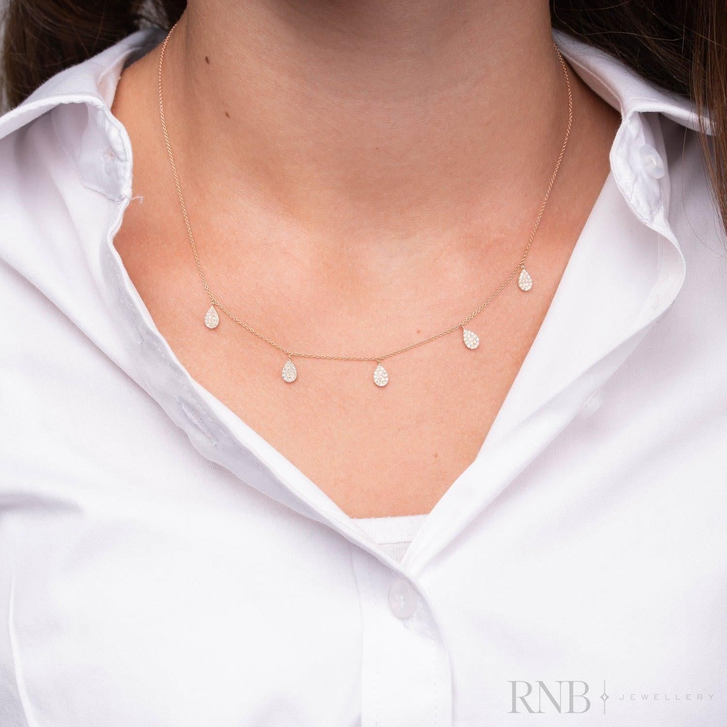 Drop Pave Diamond By The Yard Necklace-RNB Jewellery