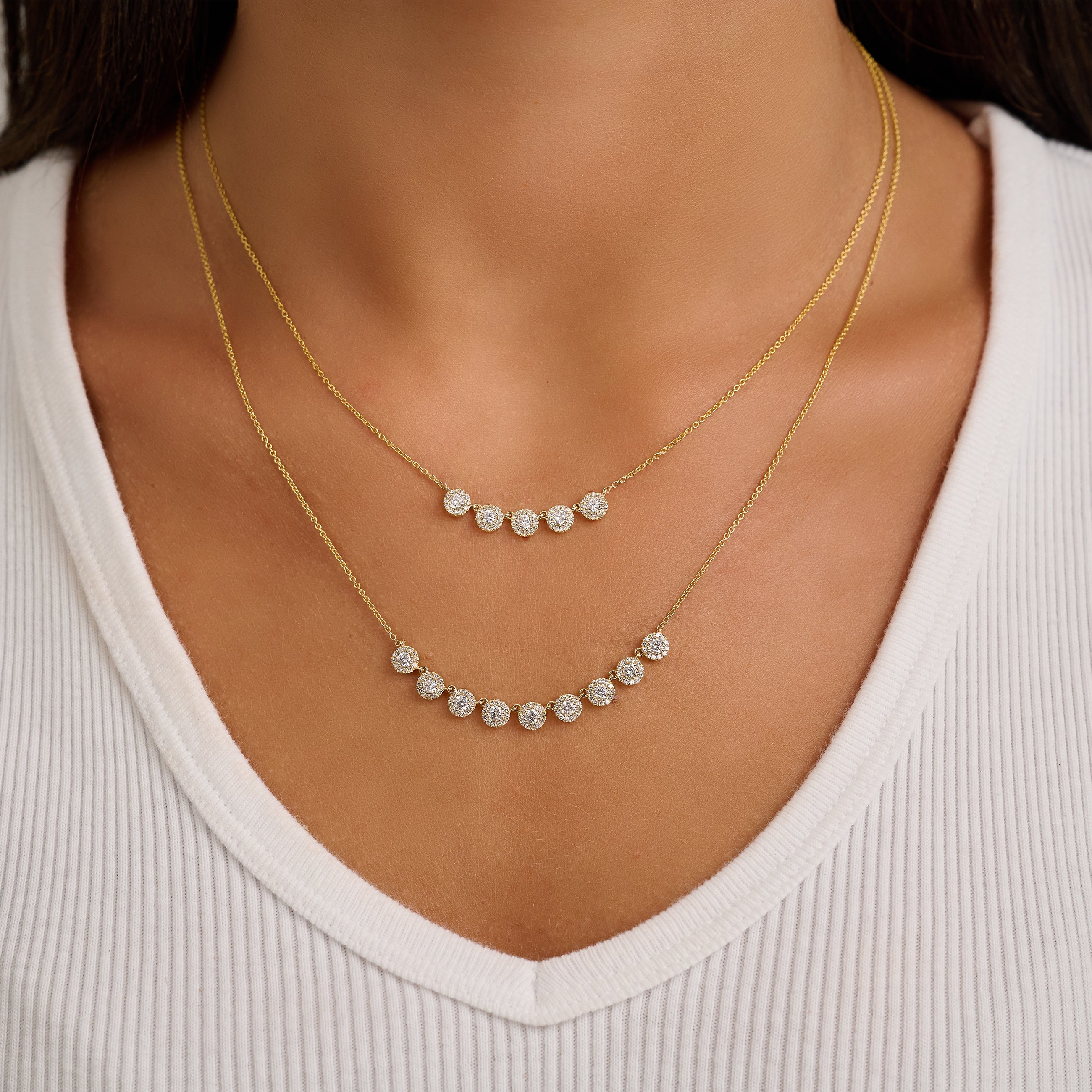 Martini Cup Halo Diamond Necklace