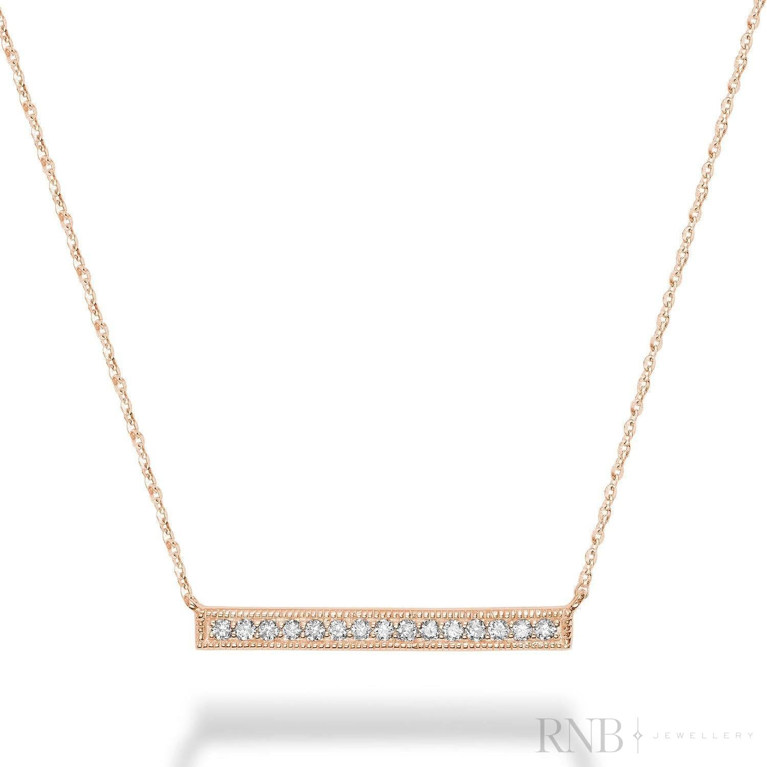 Bar Diamond Milgrain Necklace-RNB Jewellery