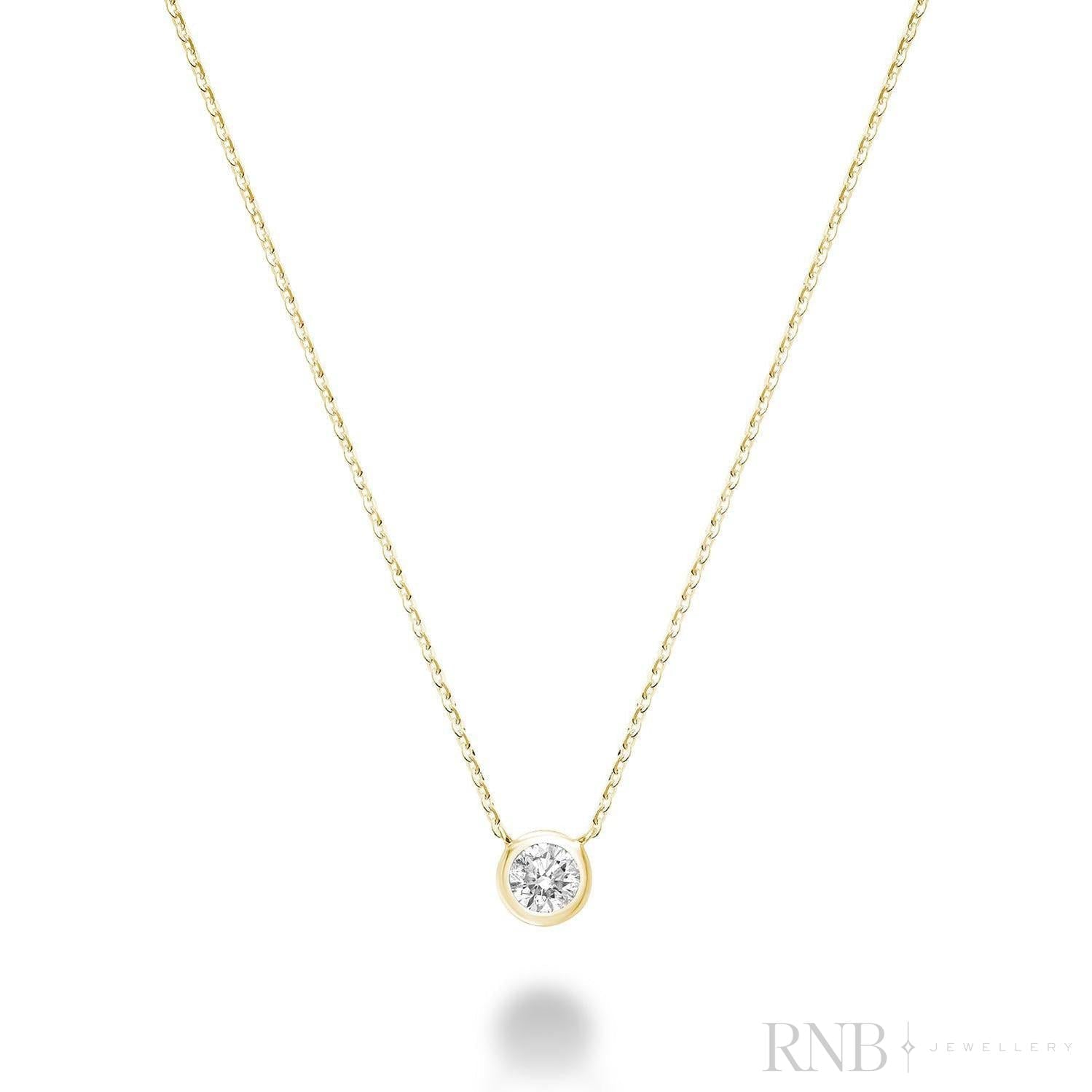 Bezel Set Diamond Necklace-RNB Jewellery