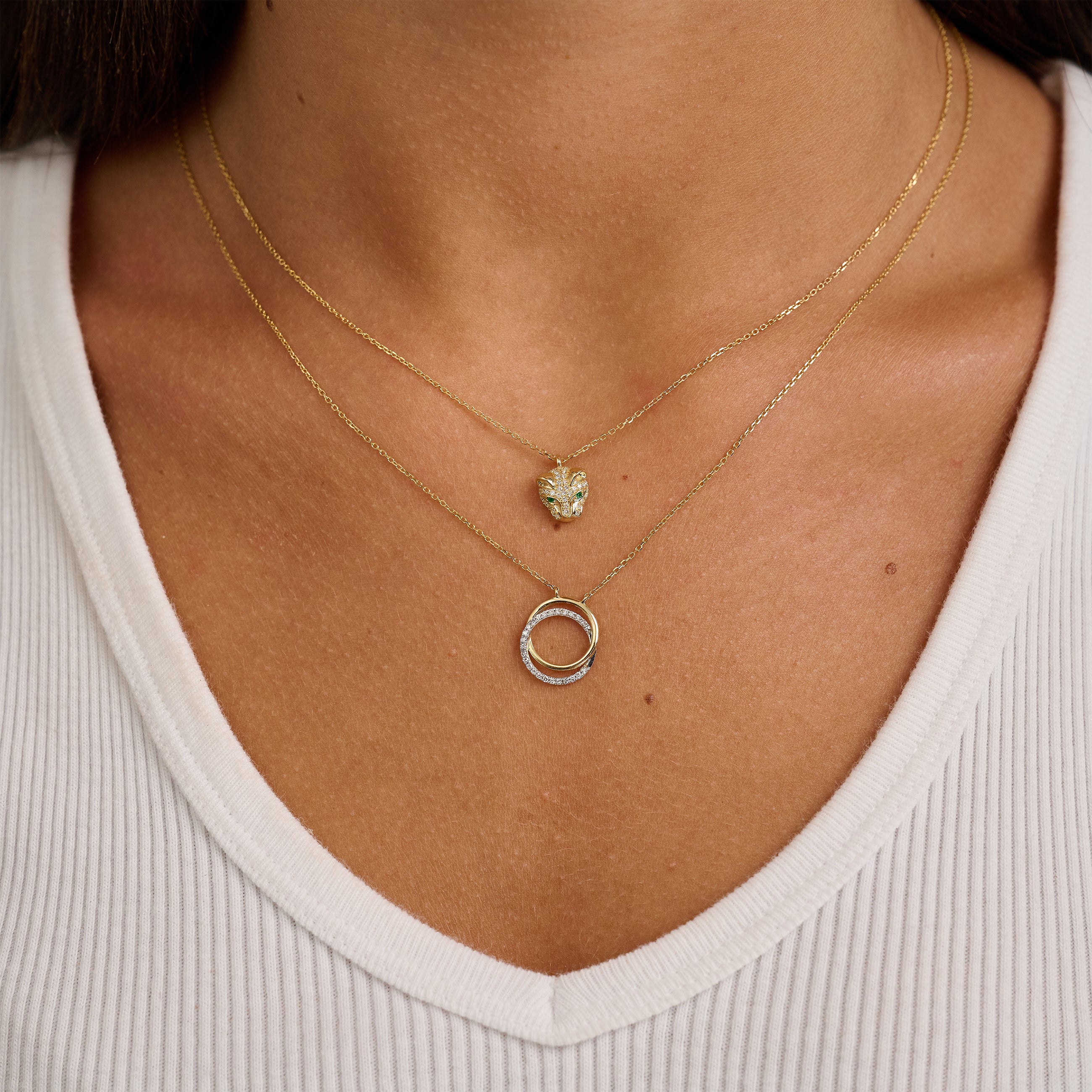 Double Circle Diamond Necklace