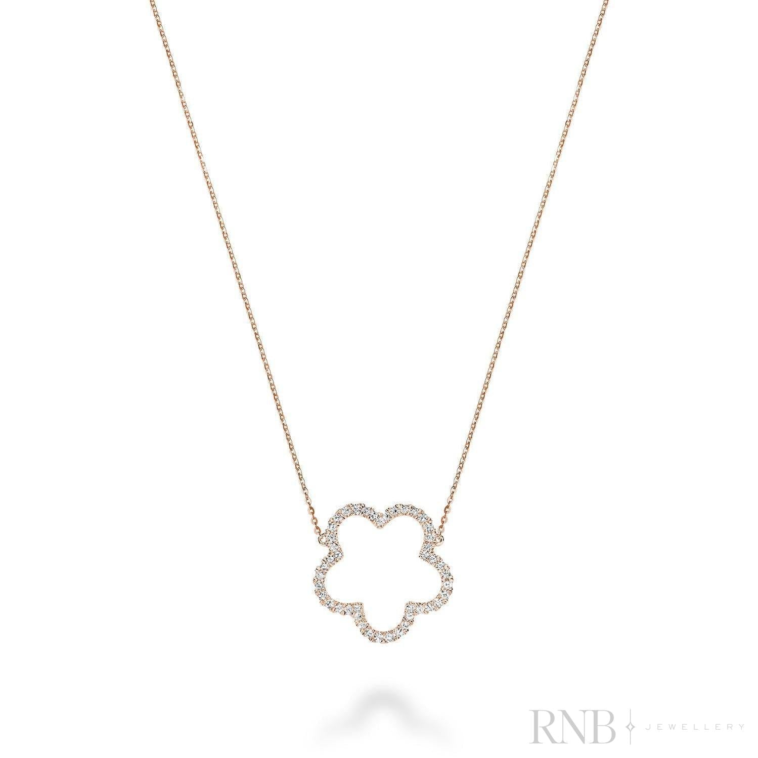 Open Hollow Flower Diamond Necklace-RNB Jewellery