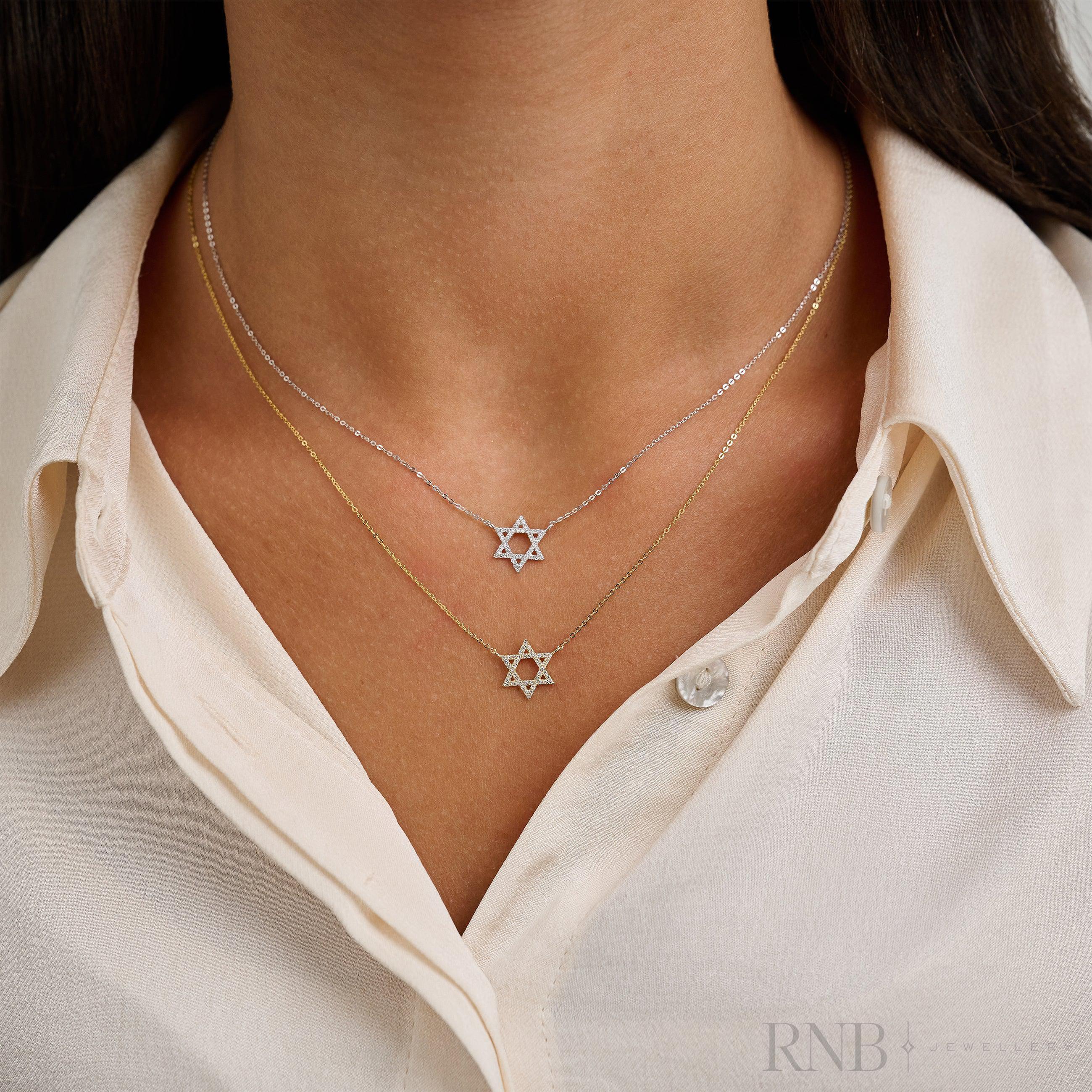 Star Of David Diamond Necklace-RNB Jewellery