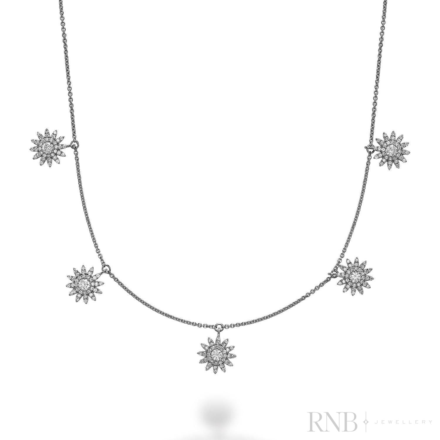 Sun Shaped Diamond By the Yard Necklace-RNB Jewellery