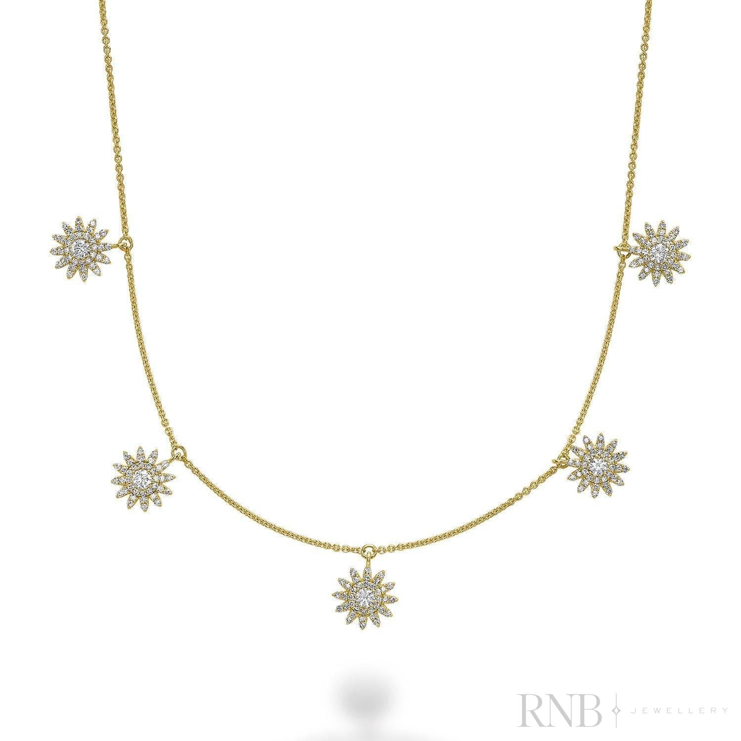 Sun Shaped Diamond By the Yard Necklace-RNB Jewellery