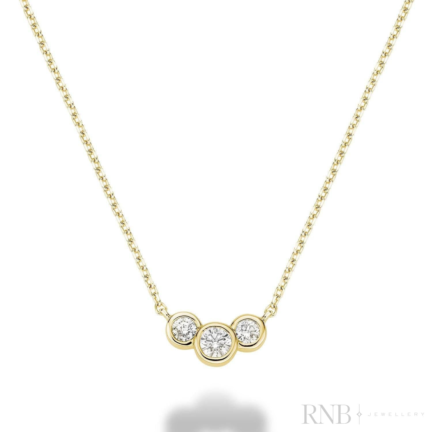 Triple Bezel Diamond Necklace-RNB Jewellery