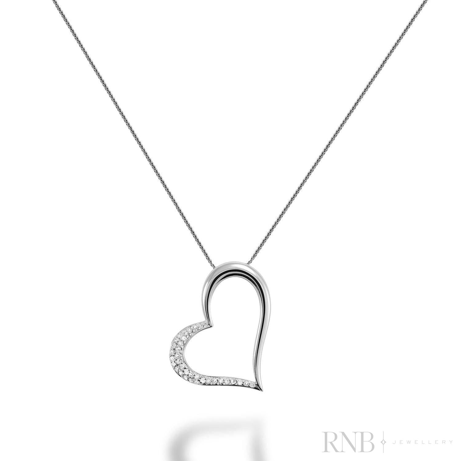 Slanted Heart Diamond Pendant-RNB Jewellery