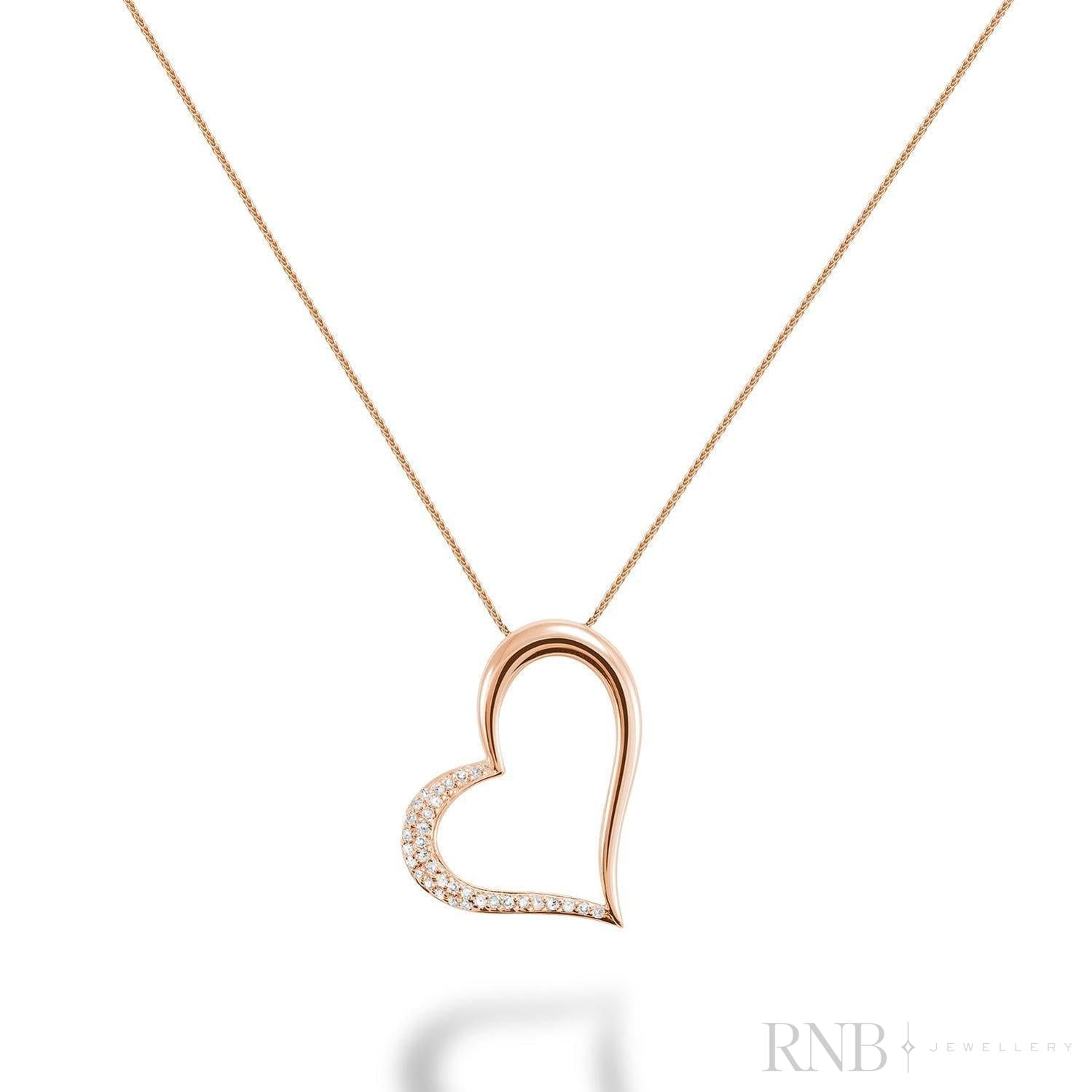 Slanted Heart Diamond Pendant-RNB Jewellery