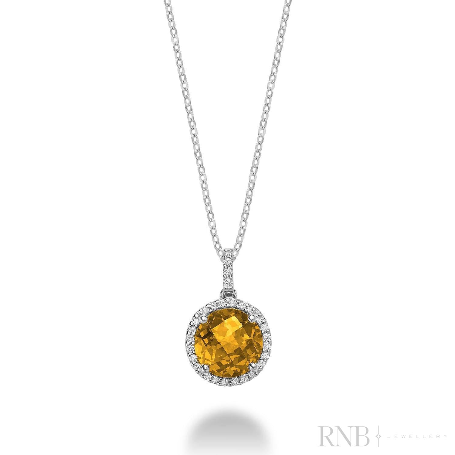 Precious Stone & Halo Diamond Pendant-RNB Jewellery