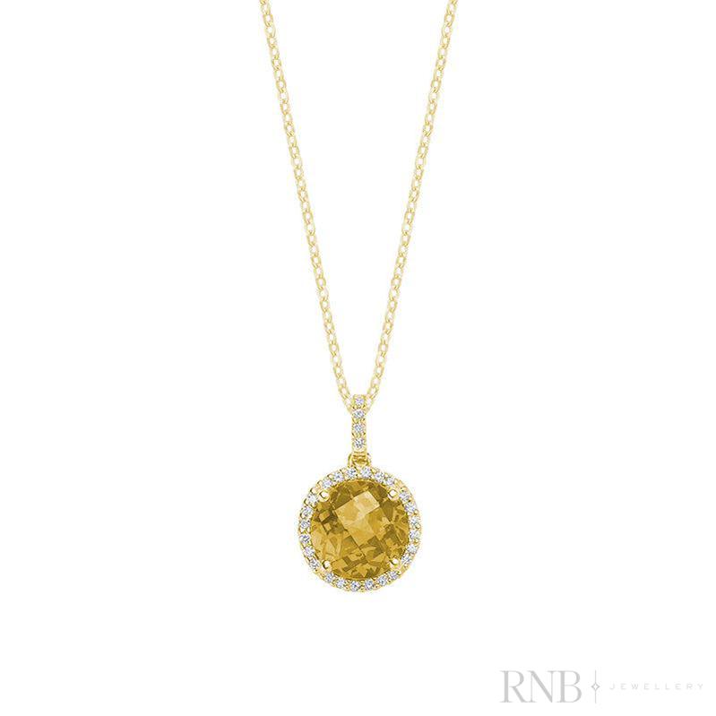 Precious Stone & Halo Diamond Pendant-RNB Jewellery