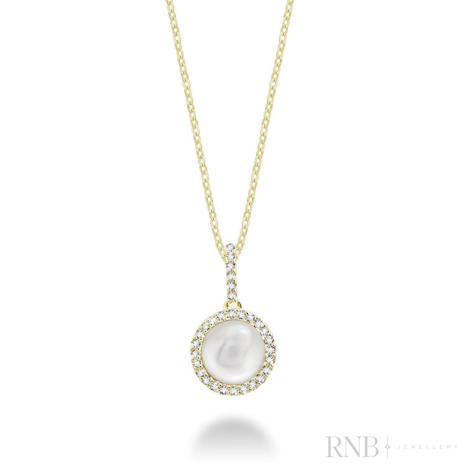 Cultured Pearl & Halo Diamond Pendant-RNB Jewellery