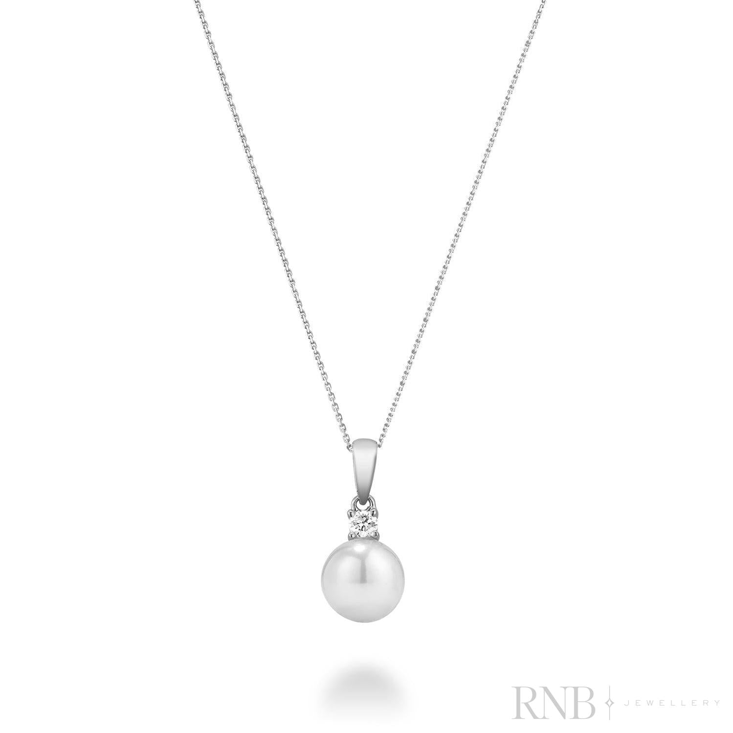 Cultured Pearl & Solitaire Diamond Pendant-RNB Jewellery