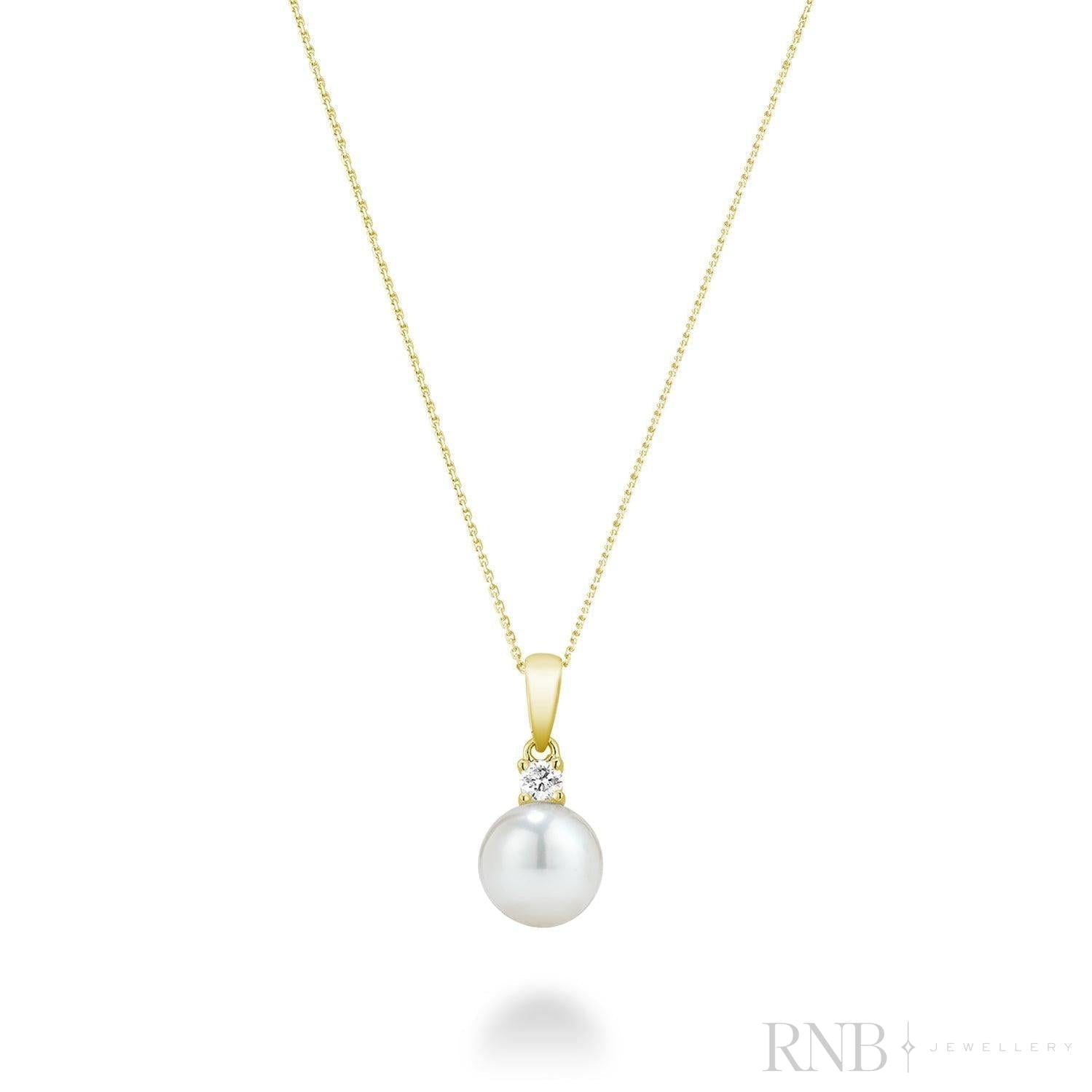 Cultured Pearl & Solitaire Diamond Pendant-RNB Jewellery