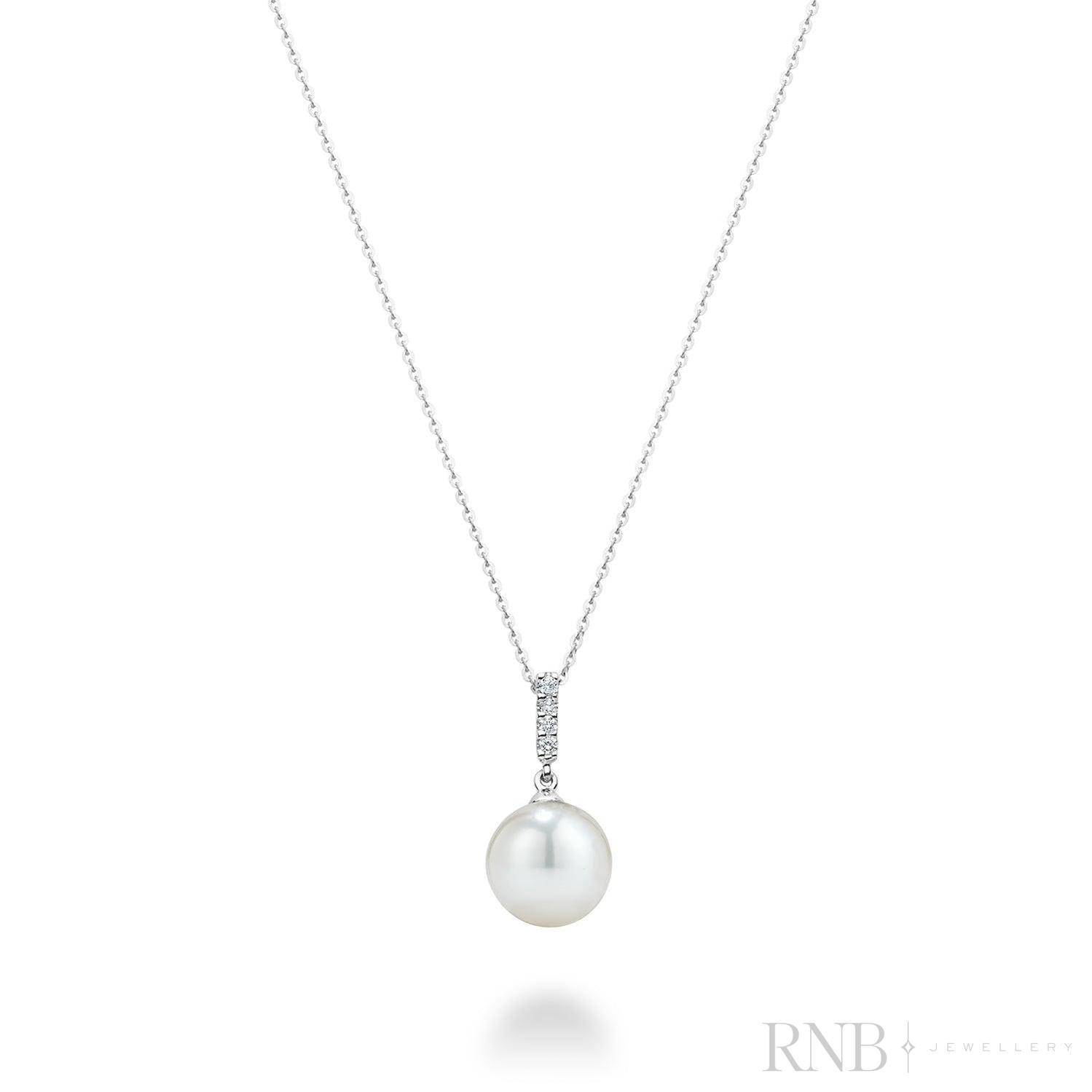 Cultured Pearl & Diamond Bail Pendant-RNB Jewellery