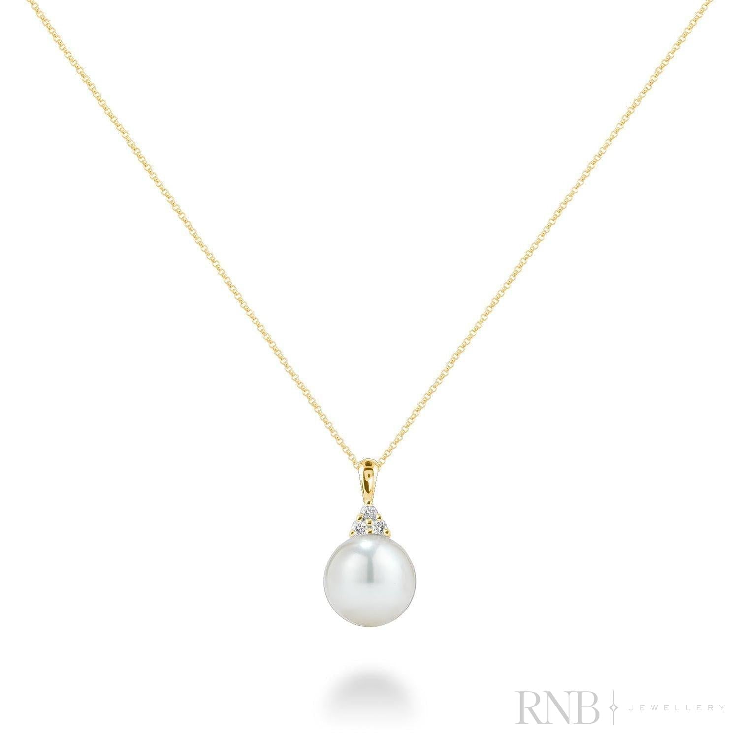 Cultured Pearl & Trinity Diamond Pendant-RNB Jewellery