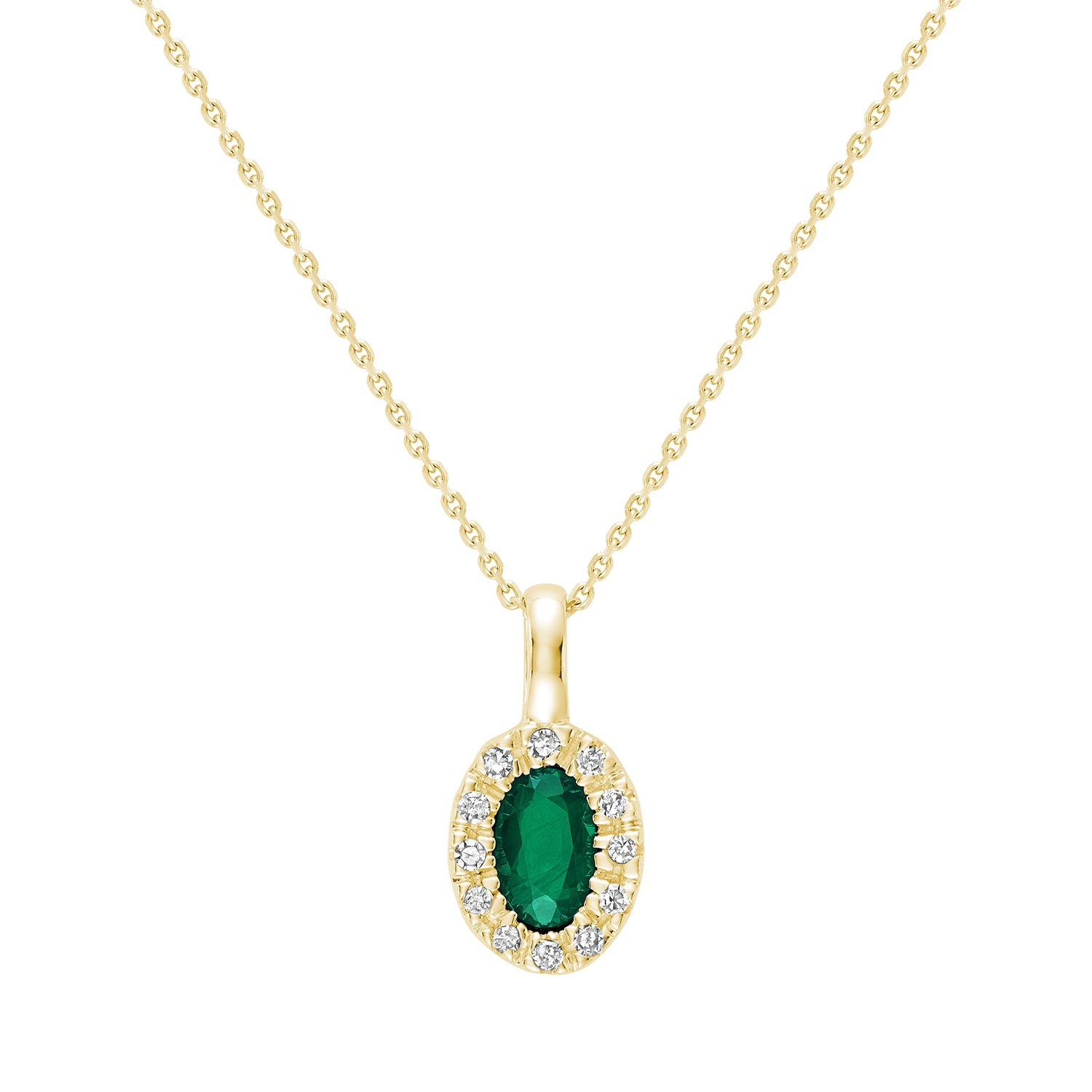 Oval Precious Stone & Diamond Halo Pendant