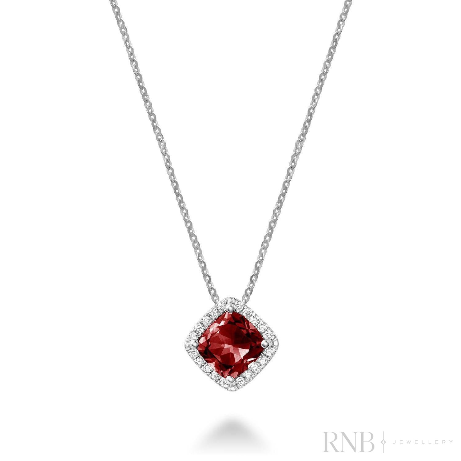 Cushion Cut Colored Stone Halo Diamond Pendant-RNB Jewellery