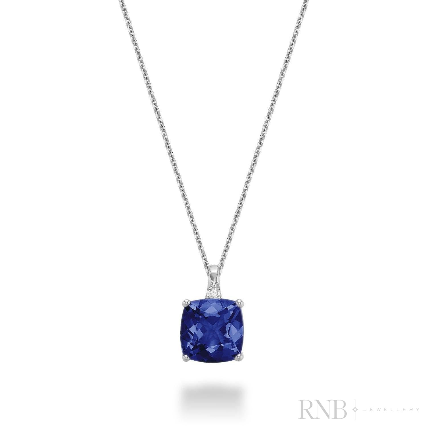 Cushion Cut Colored Stone and Diamond Pendant-RNB Jewellery