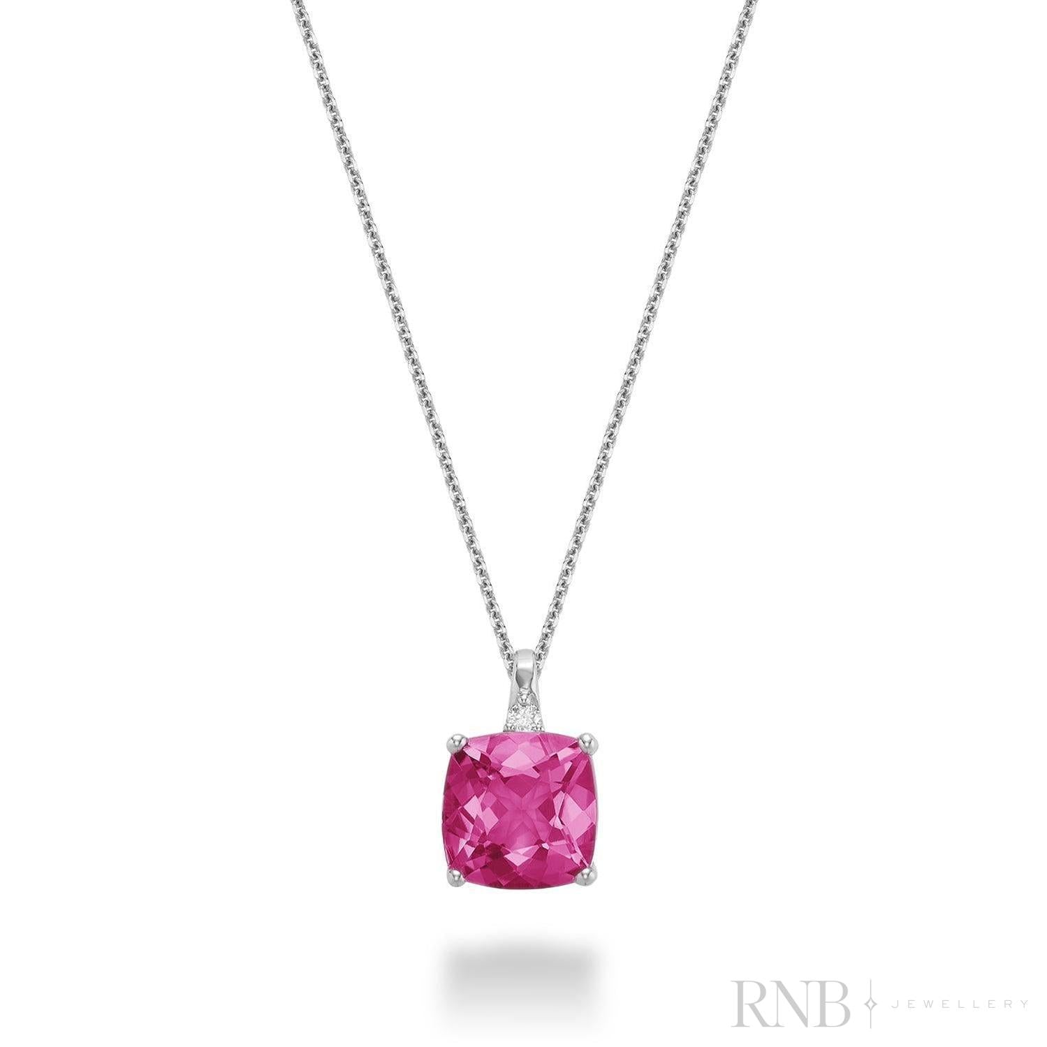 Cushion Cut Colored Stone and Diamond Pendant-RNB Jewellery