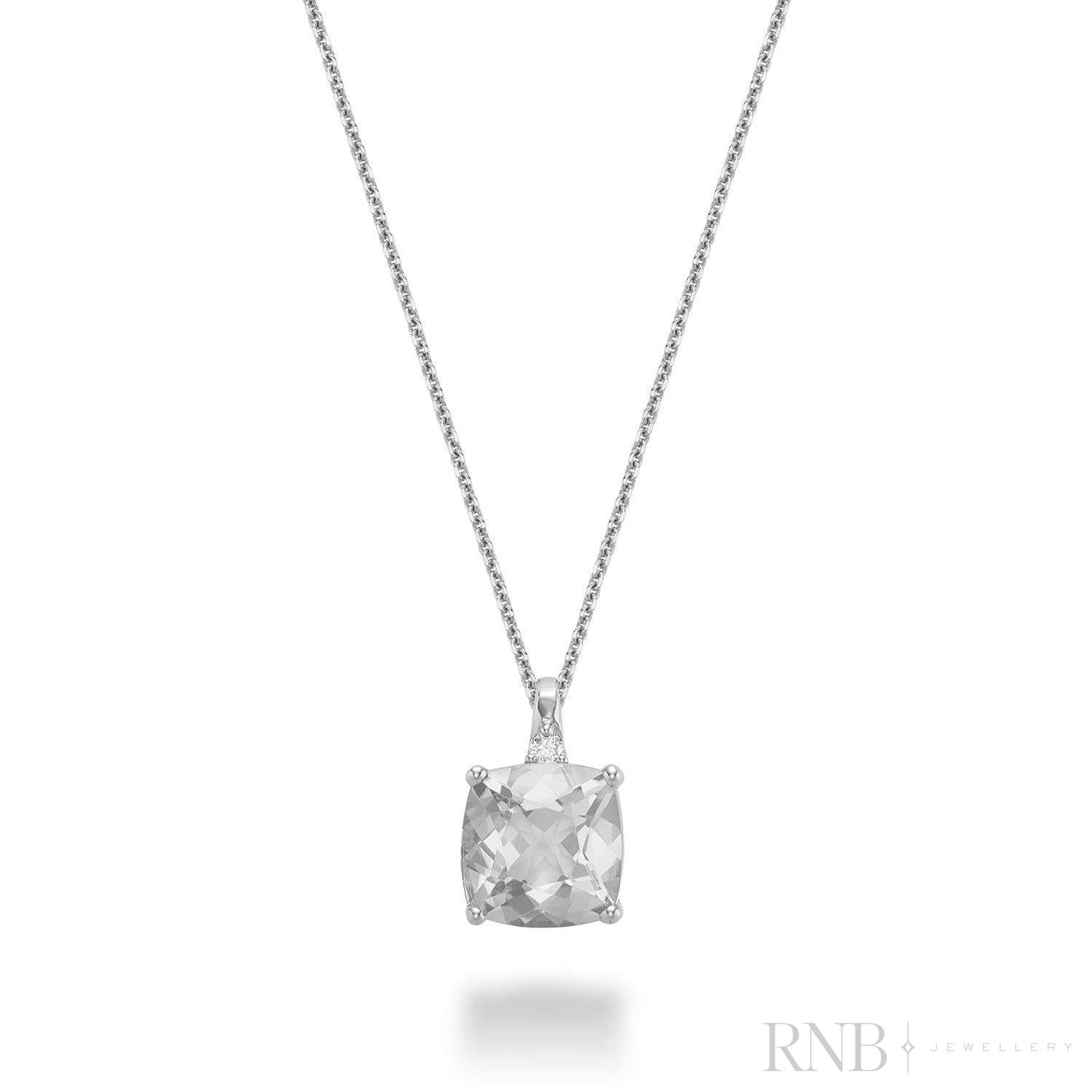 Cushion Cut Colored Stone and Diamond Pendant-RNB Jewellery