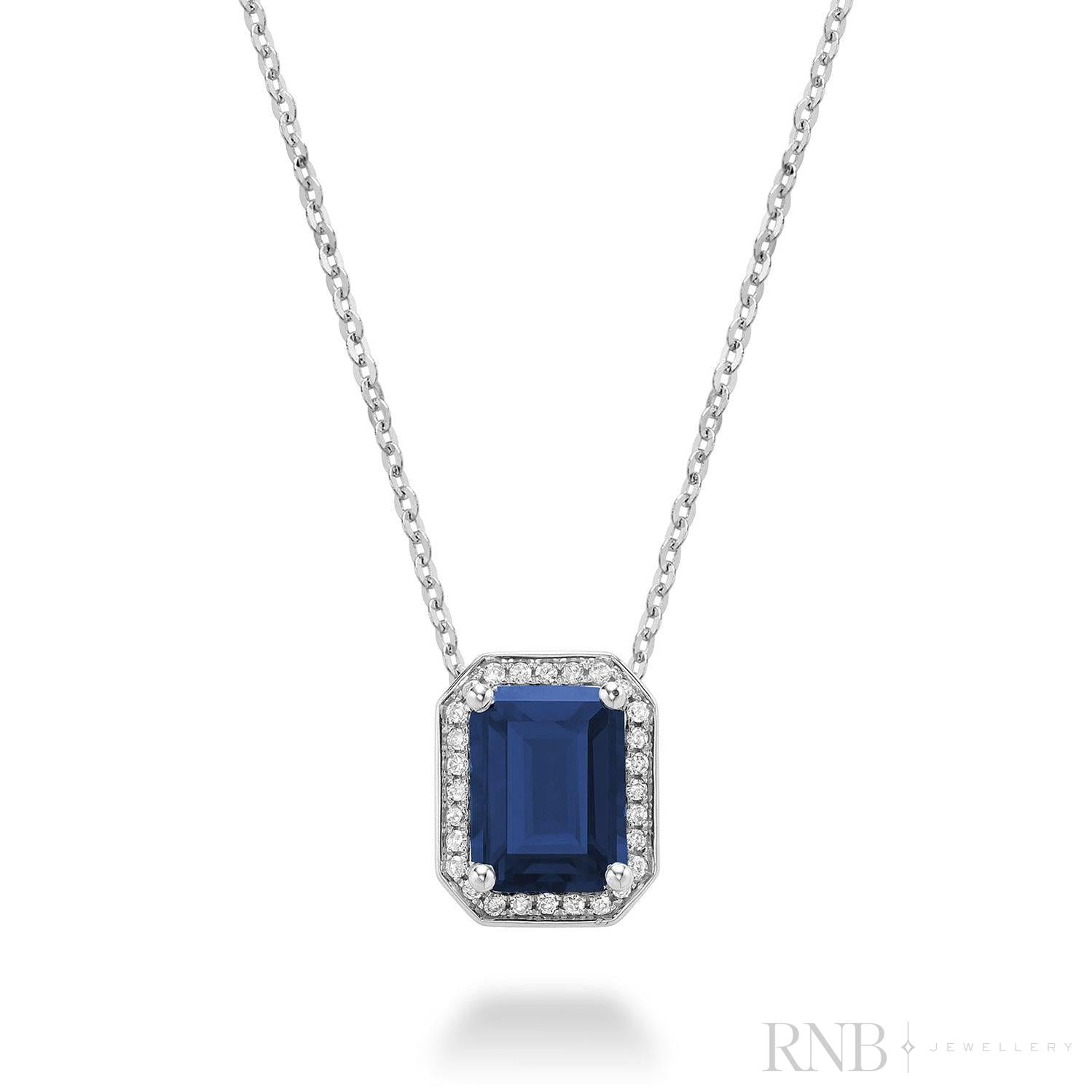 Emerald Cut Colored Stone & Diamond Pendant-RNB Jewellery