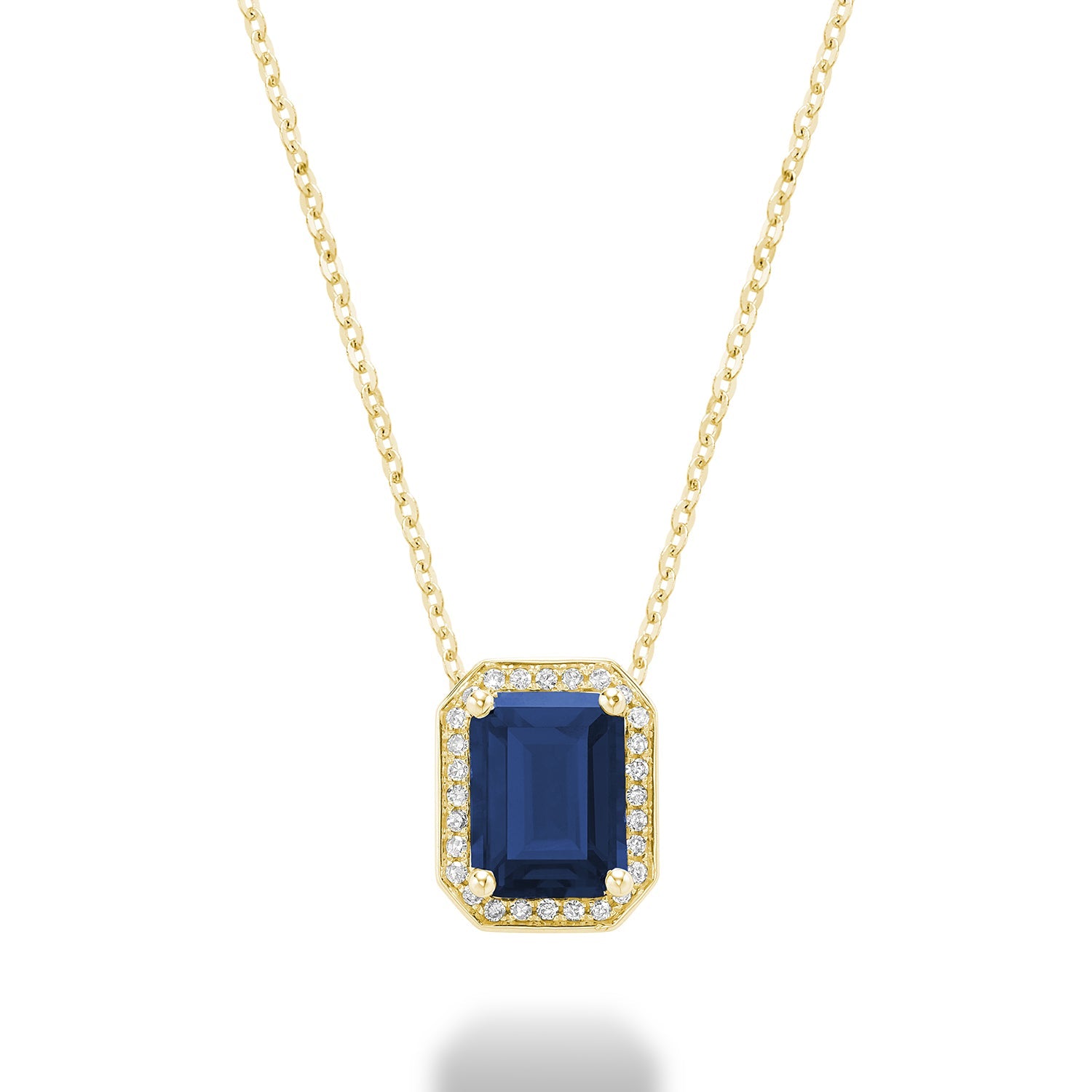 Emerald Cut Colored Stone & Diamond Pendant
