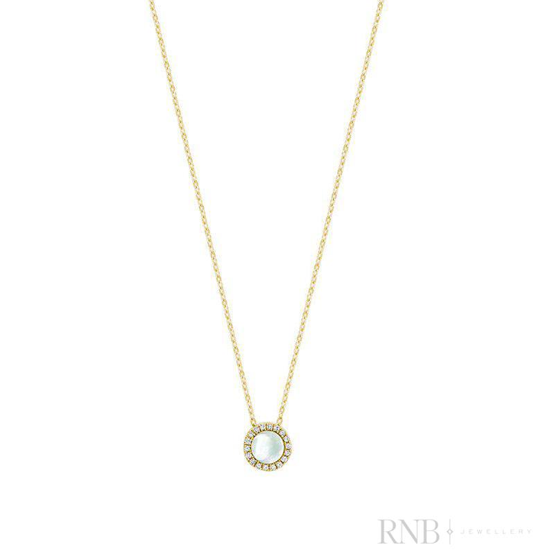 Diamond & Mother Pearl Necklace - Collier Nacre & Diamant-RNB Jewellery