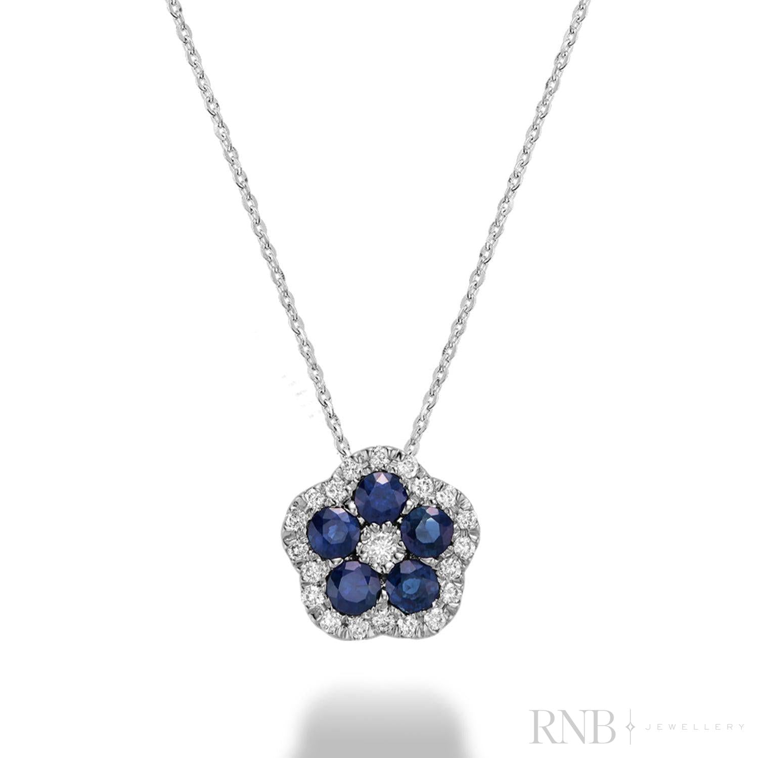 Precious Stone Flower Diamond Pendant-RNB Jewellery