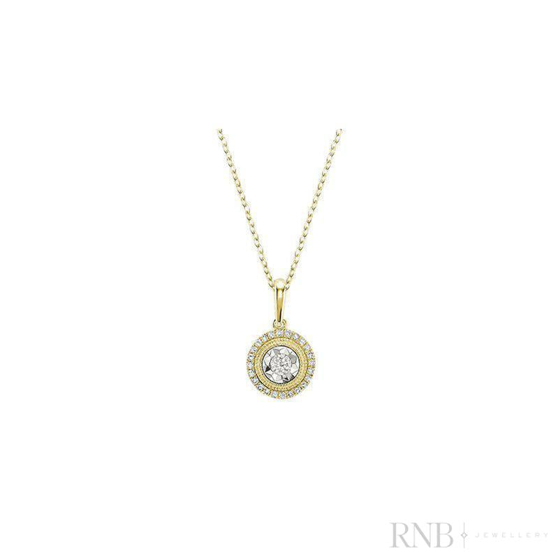 Halo Round illusion Diamond Pendant-RNB Jewellery