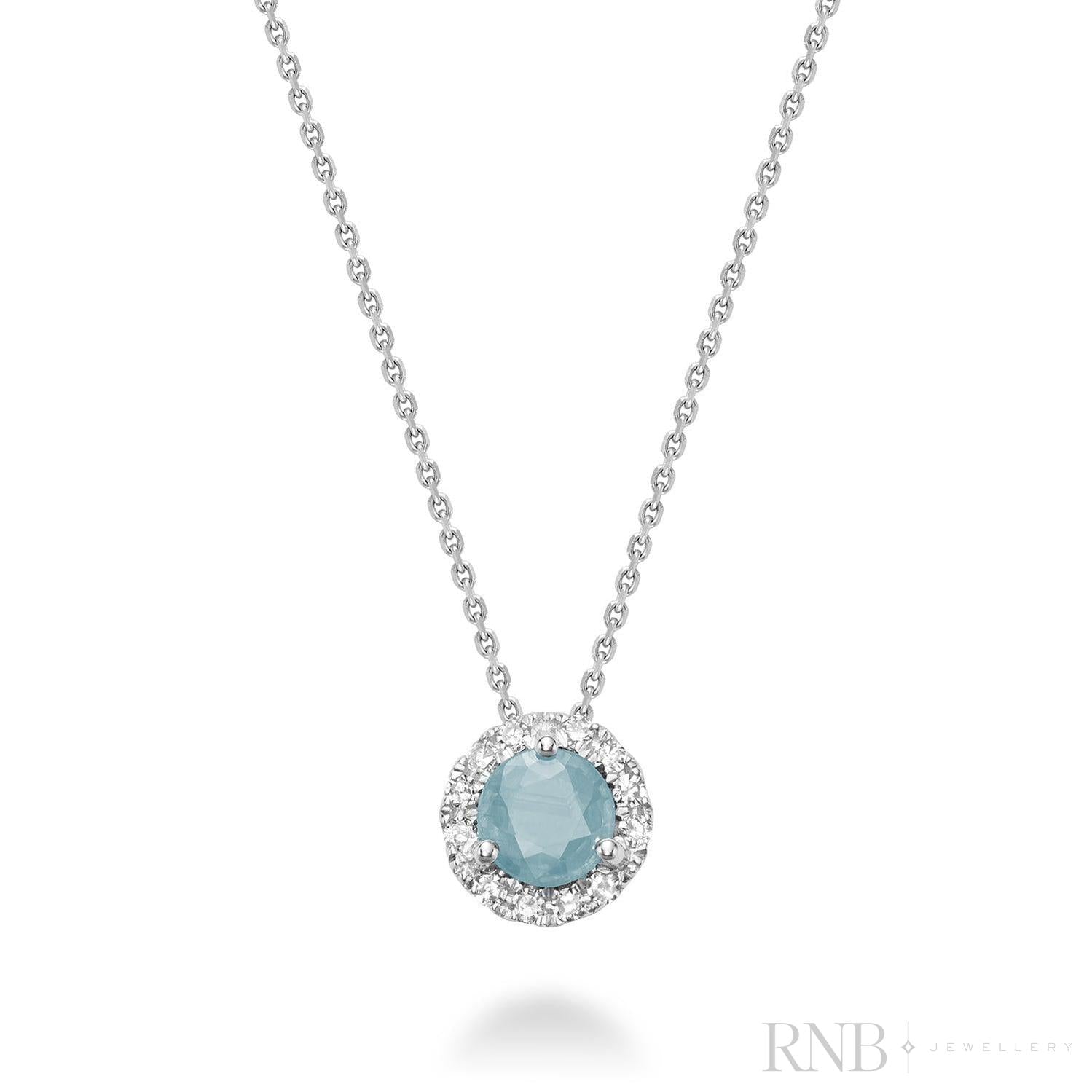 Precious Stone & Diamond Halo Pendant-RNB Jewellery