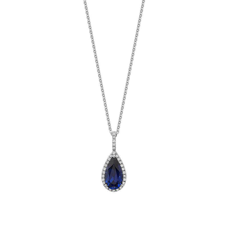 Created Sapphire & Diamond Pendant-RNB Jewellery