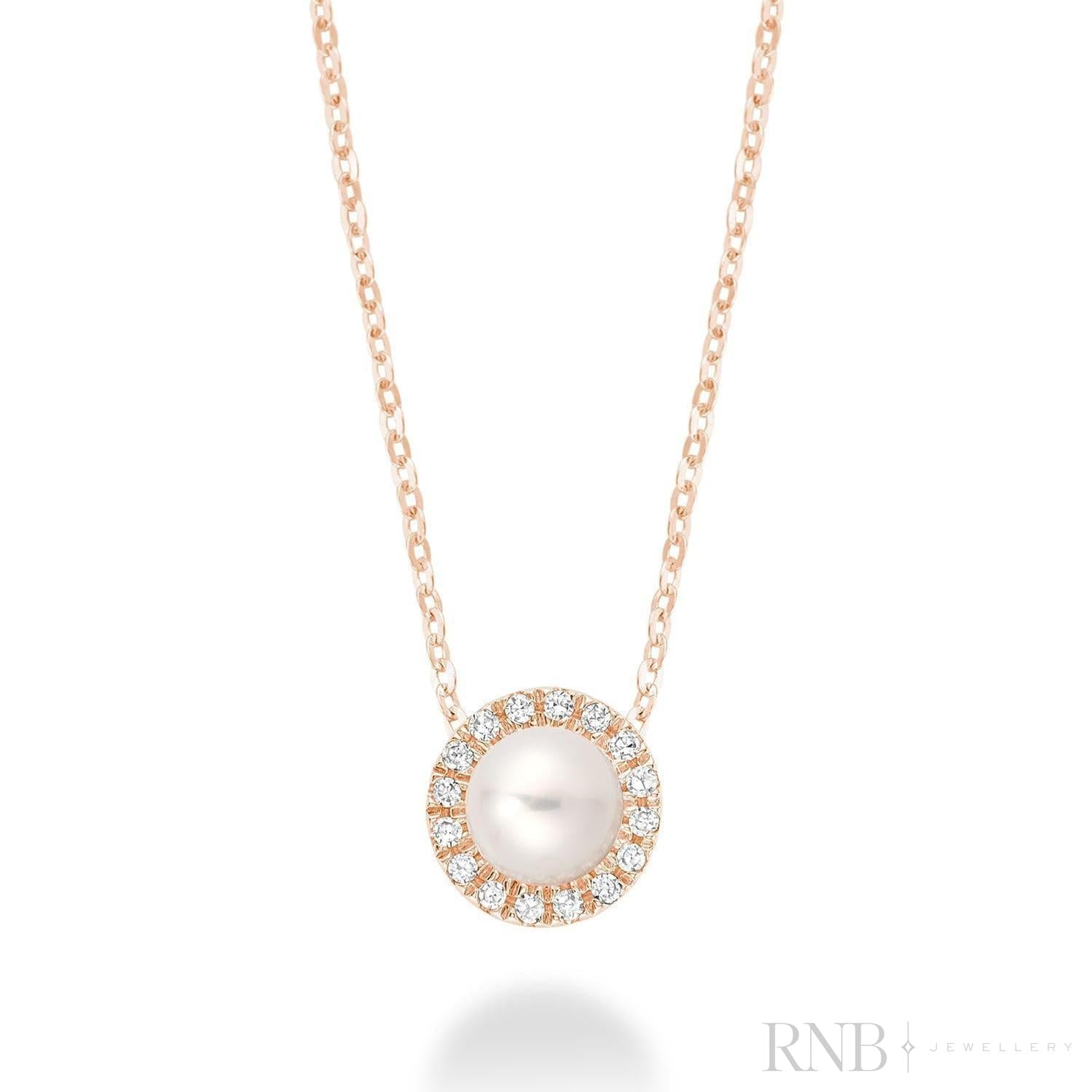 Pearl & Halo Diamond Pendant-RNB Jewellery