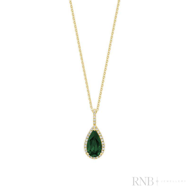 Pear Shape Colored Stone & Diamond Pendant-RNB Jewellery