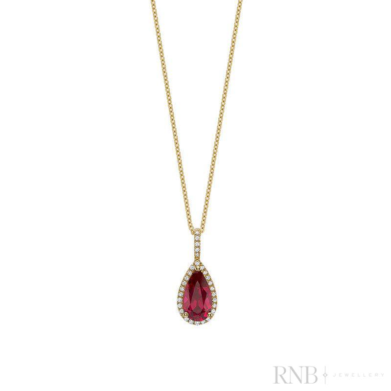 Pear Shape Colored Stone & Diamond Pendant-RNB Jewellery