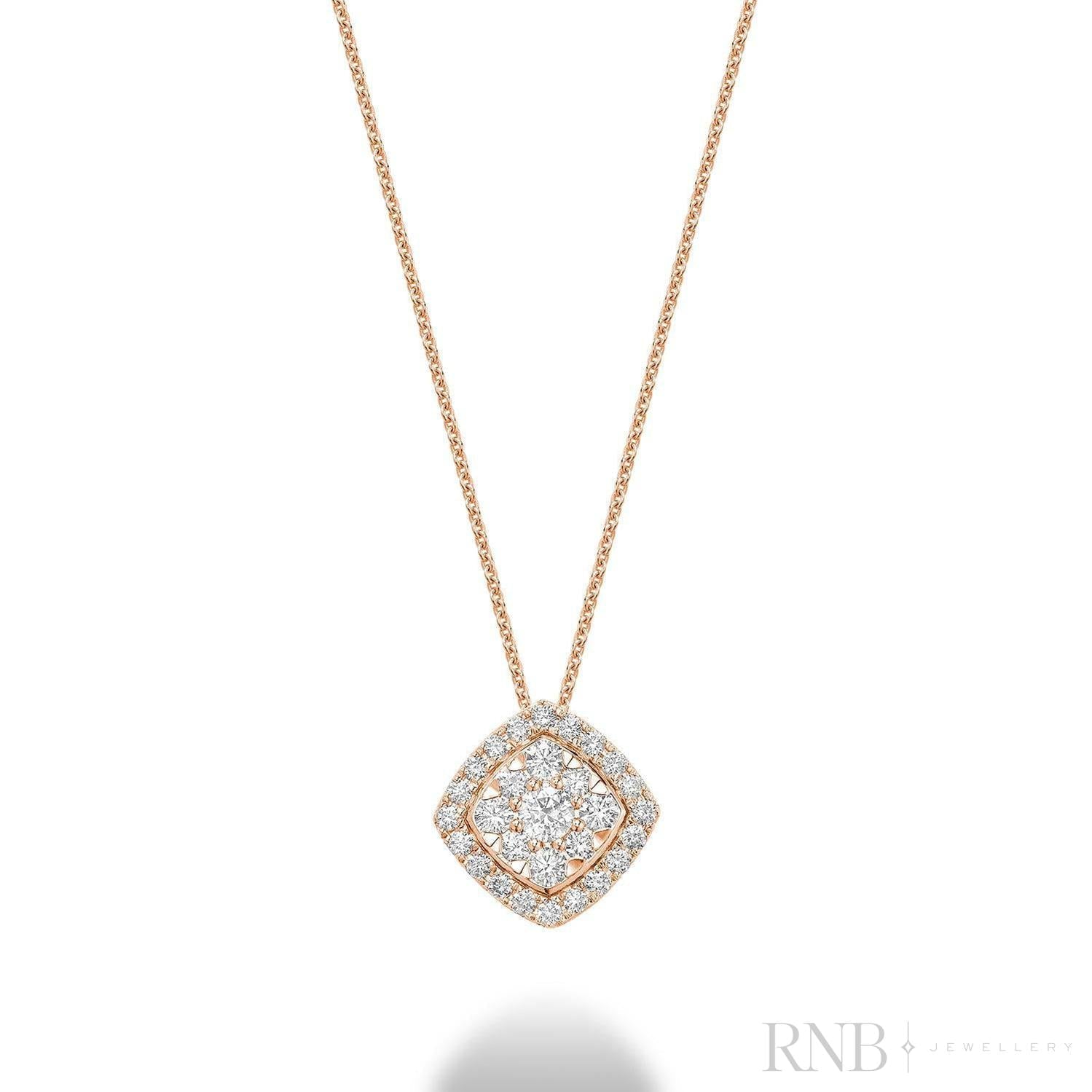 Cushion Shape Pave Halo Diamond Pendant-RNB Jewellery