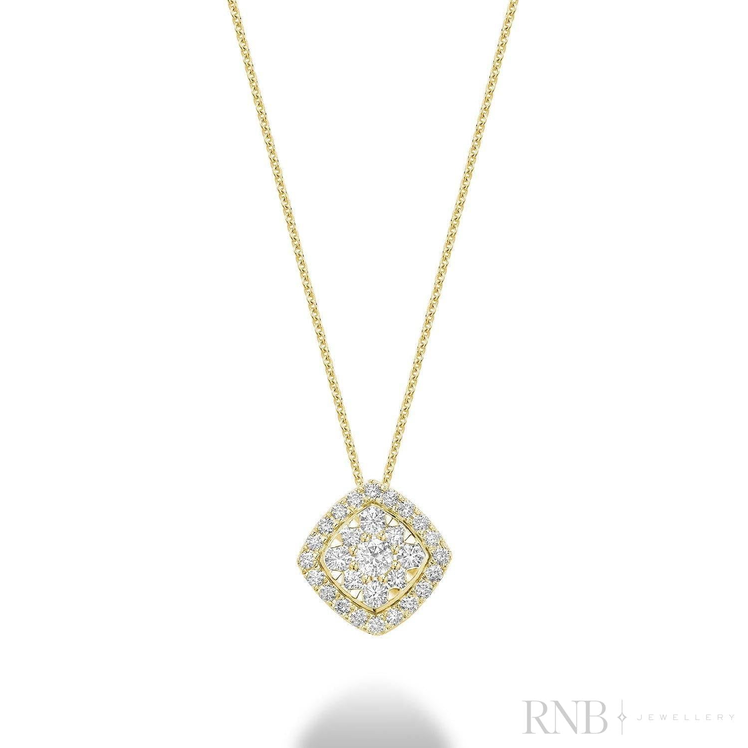 Cushion Shape Pave Halo Diamond Pendant-RNB Jewellery