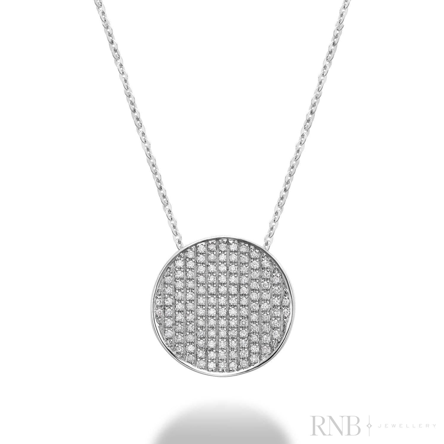 Curved Disc Pave Diamond Pendant-RNB Jewellery